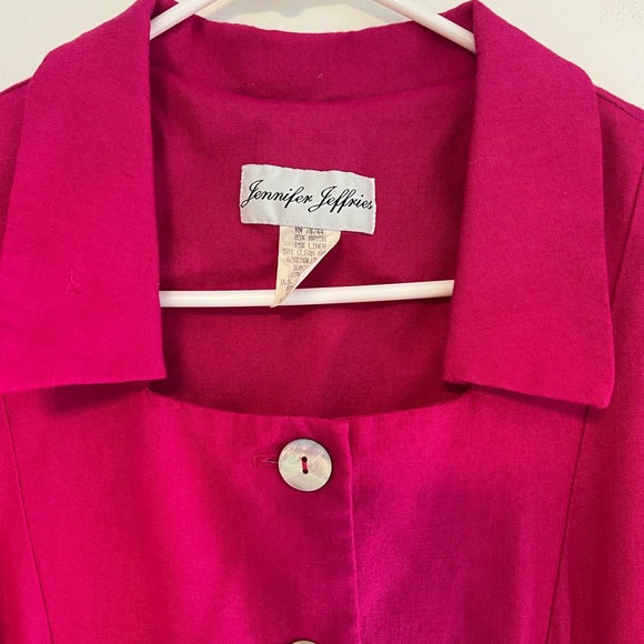 Jennifer Jeffries Women’s Vintage Fuchsia Button Up Short Sleeve Long Dress 10 - Picture 11 of 12